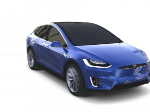 modello tesla x blu Modello 3D