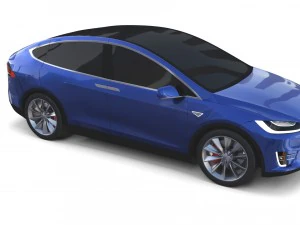 modello tesla x blu Modello 3D
