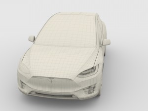 tesla model x blue 3D-Modell