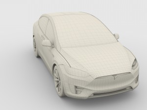 tesla model x blue 3D-Modell