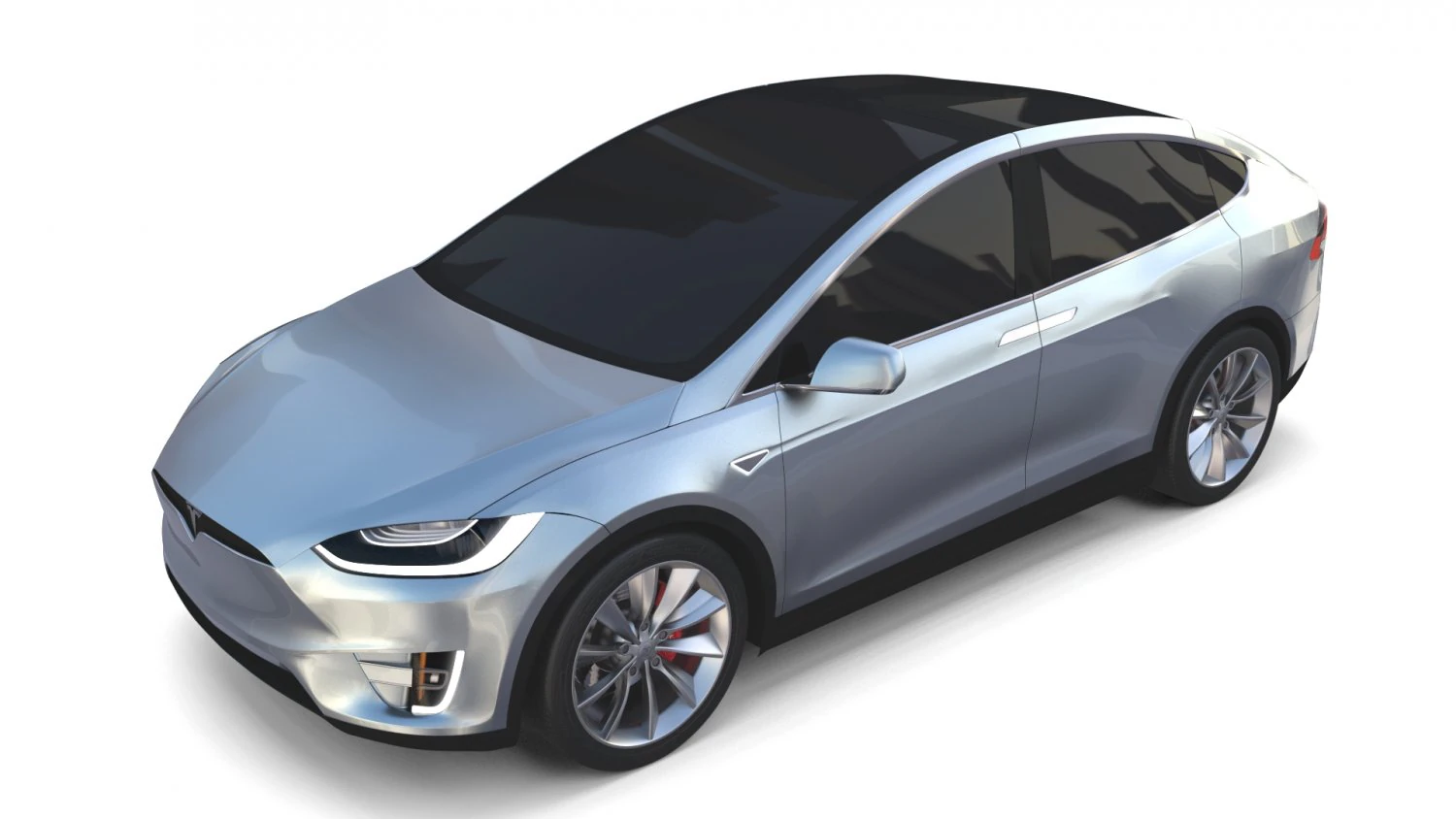 tesla model x silver 3D Model .c4d .max .obj .3ds .fbx .stl .blend 