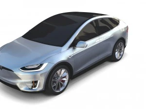 tesla model x silver 3D Model