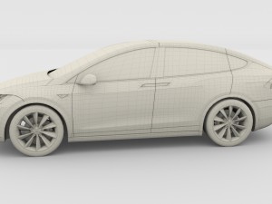 tesla model x silver 3D मॉडल