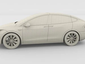tesla model x silver 3D Model