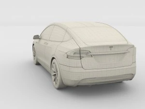 tesla model x silver 3D Model