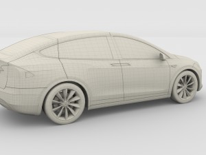tesla model x silver 3D मॉडल