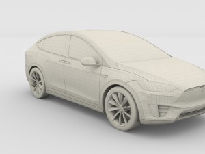 tesla model x silver 3D मॉडल