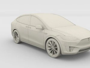 tesla model x silver 3D Model