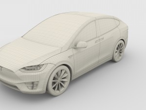 tesla model x silver 3D मॉडल