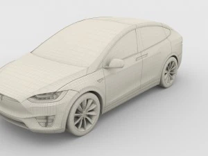 tesla model x silver 3D Model