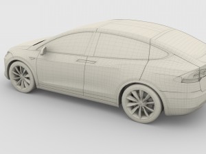 tesla model x silver 3D मॉडल