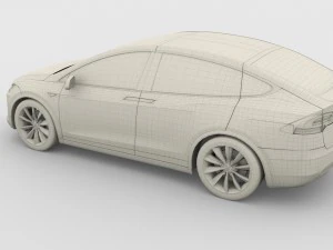 tesla model x silver 3D Model