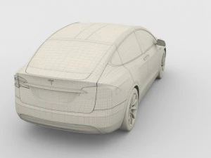 tesla model x silver 3D Model