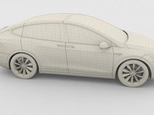 tesla model x silver 3D मॉडल