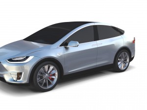 tesla model x silver 3D मॉडल