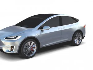 tesla model x silver 3D Model