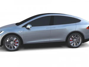 tesla model x silver 3D Model