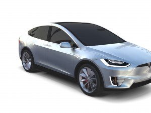 tesla model x silver 3D मॉडल