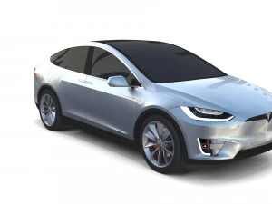 tesla model x silver 3D Model