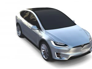 tesla model x silver 3D Model