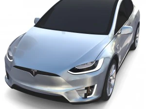 tesla model x silver 3D Model