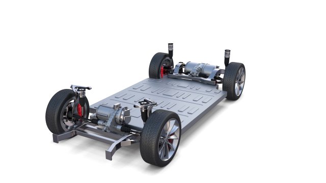 tesla model x p100d awd chassis Modelo 3D .c4d .max .obj .3ds .fbx .stl .blend 