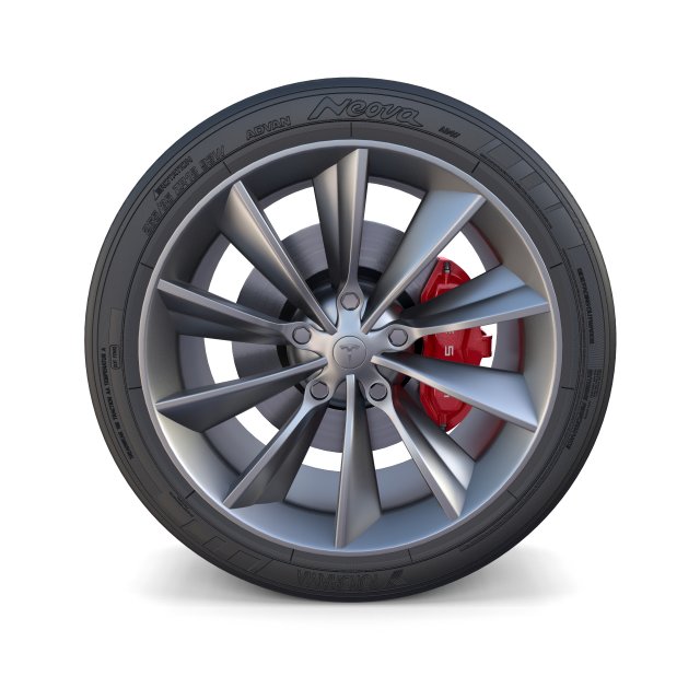 tesla model x wheel and brake 3D Model .c4d .max .obj .3ds .fbx .stl .blend 