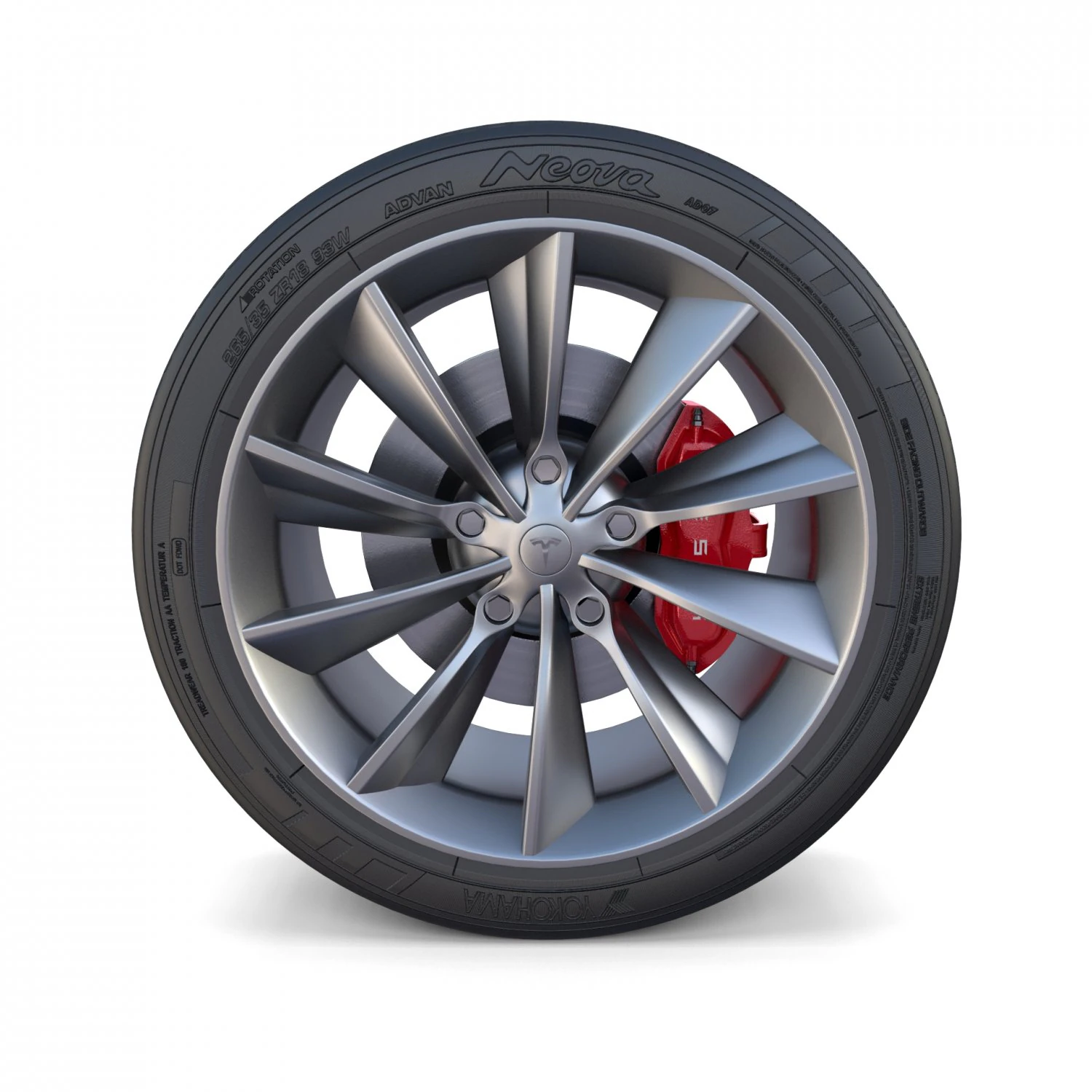 tesla model x wheel and brake 3D Model .c4d .max .obj .3ds .fbx .stl .blend 