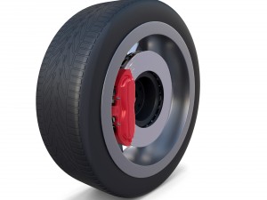 tesla model x wheel and brake 3D Model