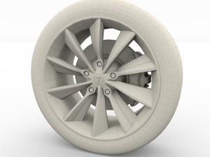 tesla model x wheel and brake 3D Model