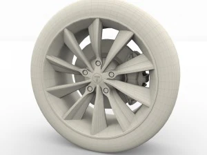 tesla model x wheel and brake 3D Model