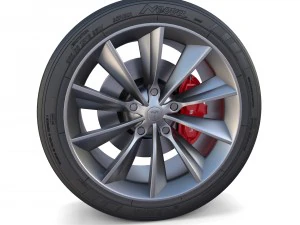 tesla model x wheel and brake 3D Model