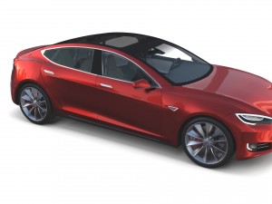 tesla model s 2016 red with interior and chassis Modelo 3D