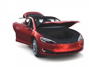 tesla model s 2016 red with interior and chassis Modelo 3D