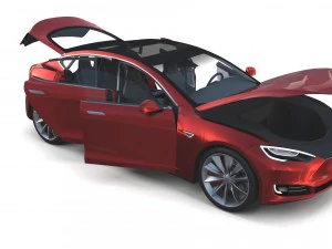 tesla model s 2016 red with interior and chassis 3D Model