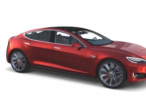 tesla model s 2016 red with interior and chassis Modelo 3D