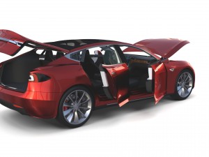tesla model s 2016 red with interior and chassis Modelo 3D