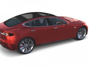 tesla model s 2016 red with interior and chassis Modelo 3D