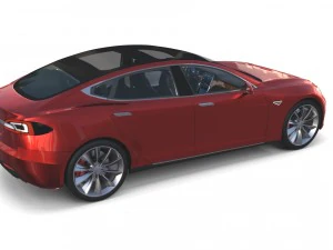 tesla model s 2016 red with interior and chassis 3D Model