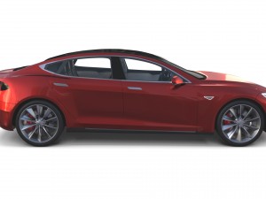 tesla model s 2016 red with interior and chassis Modelo 3D