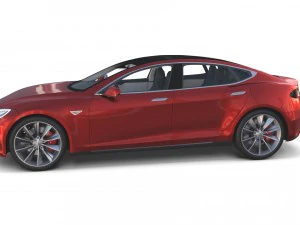 tesla model s 2016 red with interior and chassis 3D Model