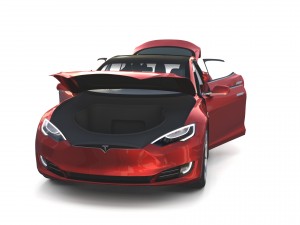 tesla model s 2016 red with interior and chassis Modelo 3D