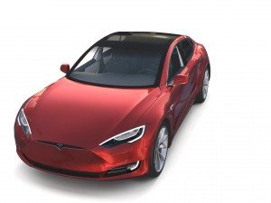 tesla model s 2016 red with interior and chassis Modelo 3D