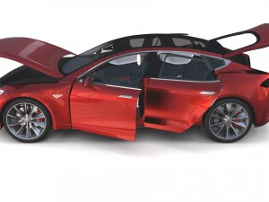 tesla model s 2016 red with interior and chassis 3D Model