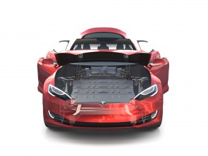 tesla model s 2016 red with interior and chassis Modelo 3D