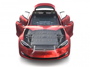 tesla model s 2016 red with interior and chassis Modelo 3D