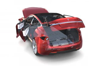 tesla model s 2016 red with interior and chassis 3D Model