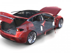 tesla model s 2016 red with interior and chassis Modelo 3D