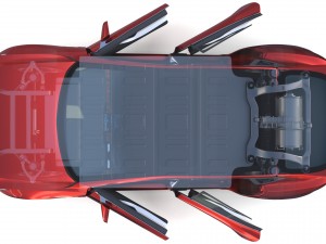 tesla model s 2016 red with interior and chassis Modelo 3D