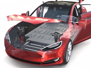 tesla model s 2016 red with interior and chassis Modelo 3D